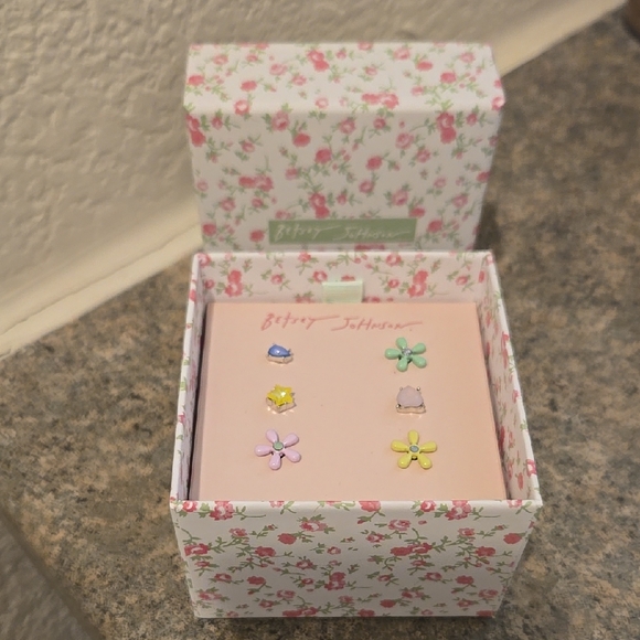 Betsey Johnson Jewelry - Betsey Johnson Floral Stud Earrings  3 Pair Set brand nwot